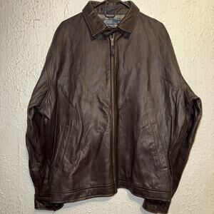 Ralph Lauren Polo Soft Dark Brown Leather Bomber Jacket Men’s Size XL